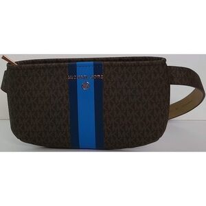 Michael Michael Kors small brown 3 stripe shoulder monogram purse NWT
